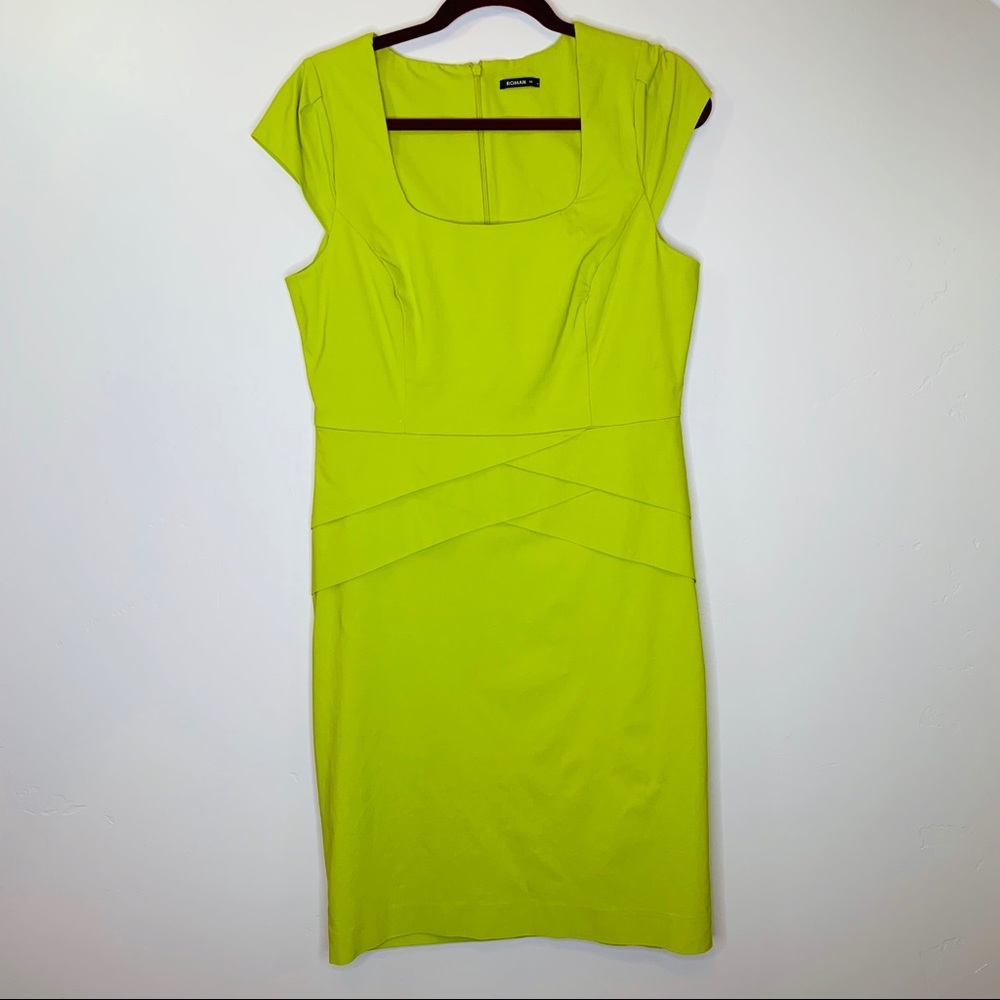 Roman Chartreuse Cap Sleeve Dress Size 16